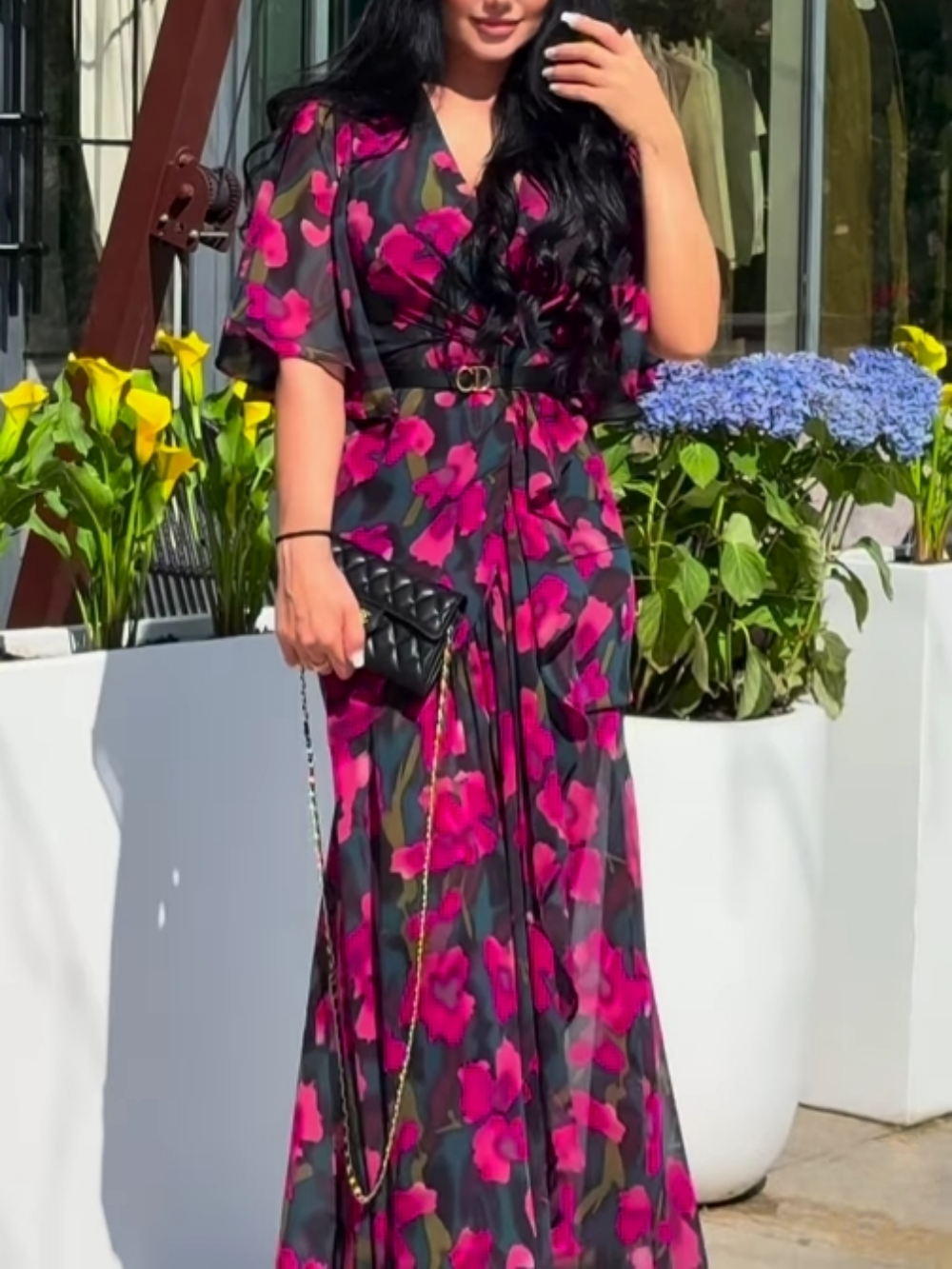 Kayla | Classic Floral Wrap Fall Wedding Guest Maxi Dress