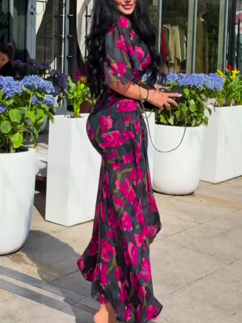 Kayla | Classic Floral Wrap Fall Wedding Guest Maxi Dress