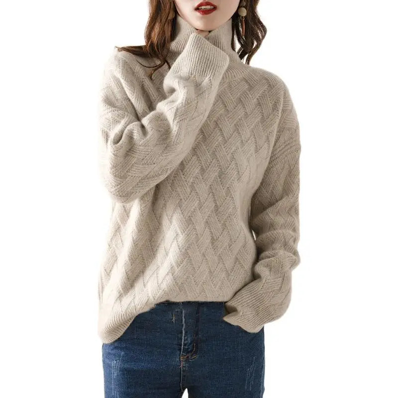 Kayla | Effortless Cable Knit High Neck Turtleneck Sweater