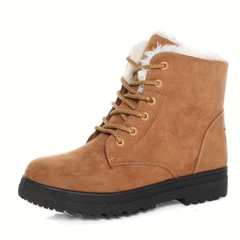 Kayla | Graceful Lace-Up Fleece Cuff Snow Boots