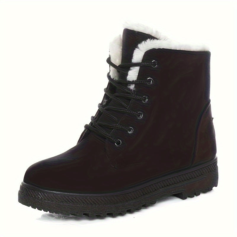 Kayla | Graceful Lace-Up Fleece Cuff Snow Boots