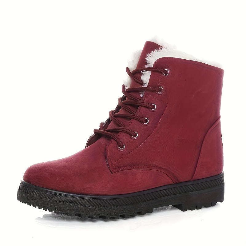 Kayla | Graceful Lace-Up Fleece Cuff Snow Boots
