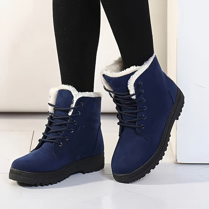Kayla | Graceful Lace-Up Fleece Cuff Snow Boots