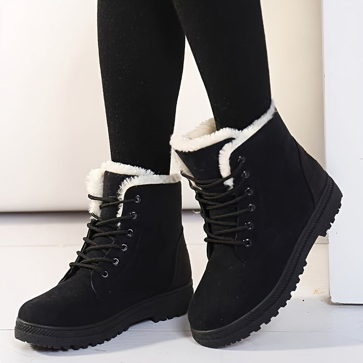 Kayla | Graceful Lace-Up Fleece Cuff Snow Boots