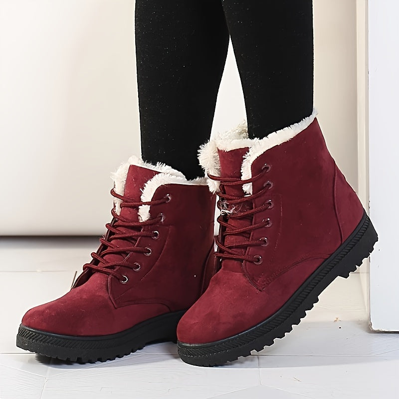 Kayla | Graceful Lace-Up Fleece Cuff Snow Boots