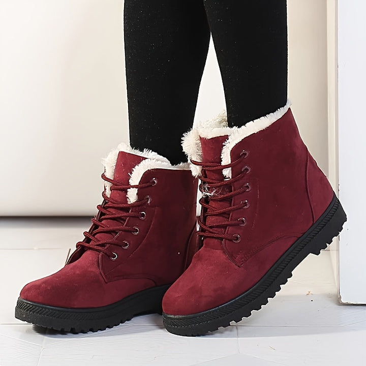Kayla | Graceful Lace-Up Fleece Cuff Snow Boots