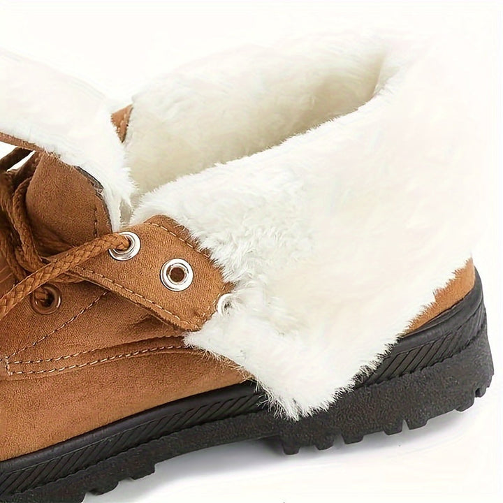Kayla | Graceful Lace-Up Fleece Cuff Snow Boots