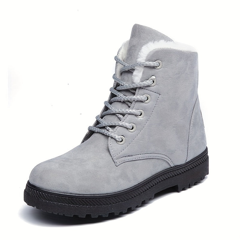 Kayla | Graceful Lace-Up Fleece Cuff Snow Boots
