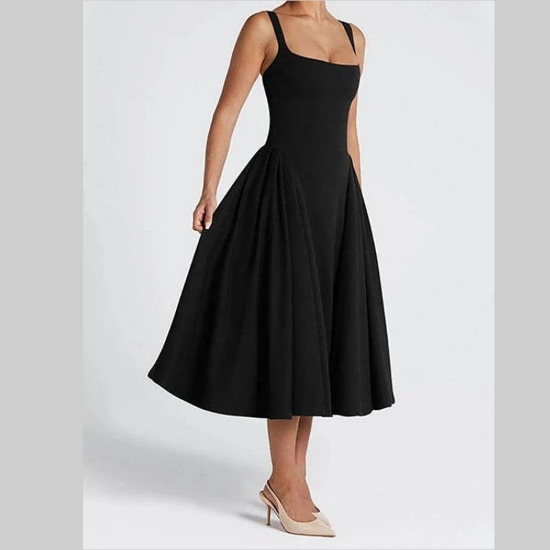 Kayla | Graceful Square Neck Fall Wedding Guest Midi Dress