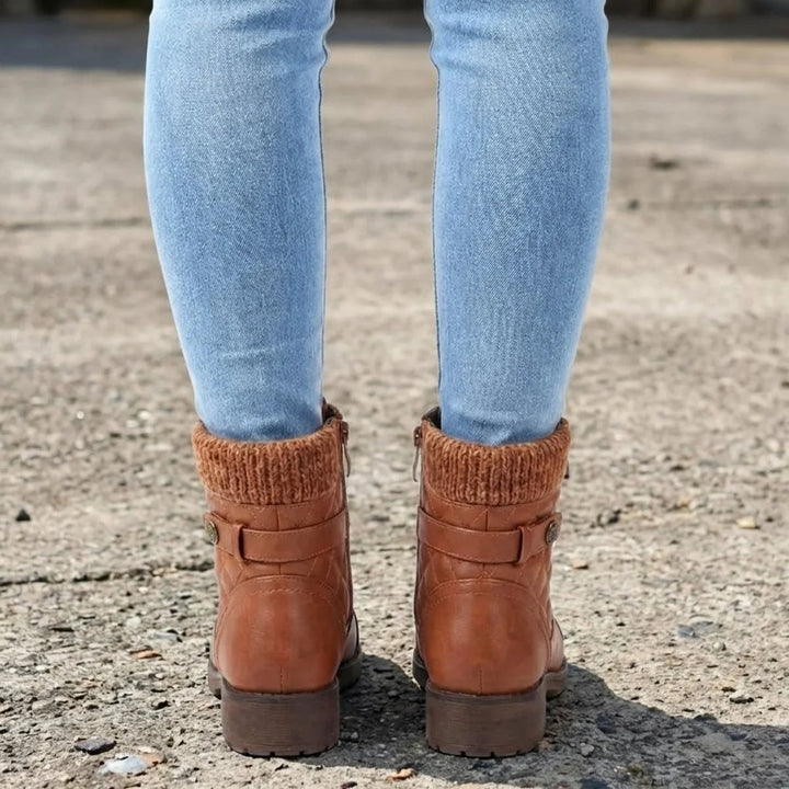 Kayla | Lace-Up Side Zip Low Heel Ankle Boots