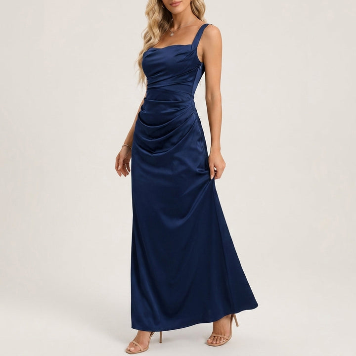 Kayla | Polished Satin Cowl Neck Fall Wedding Guest Dress