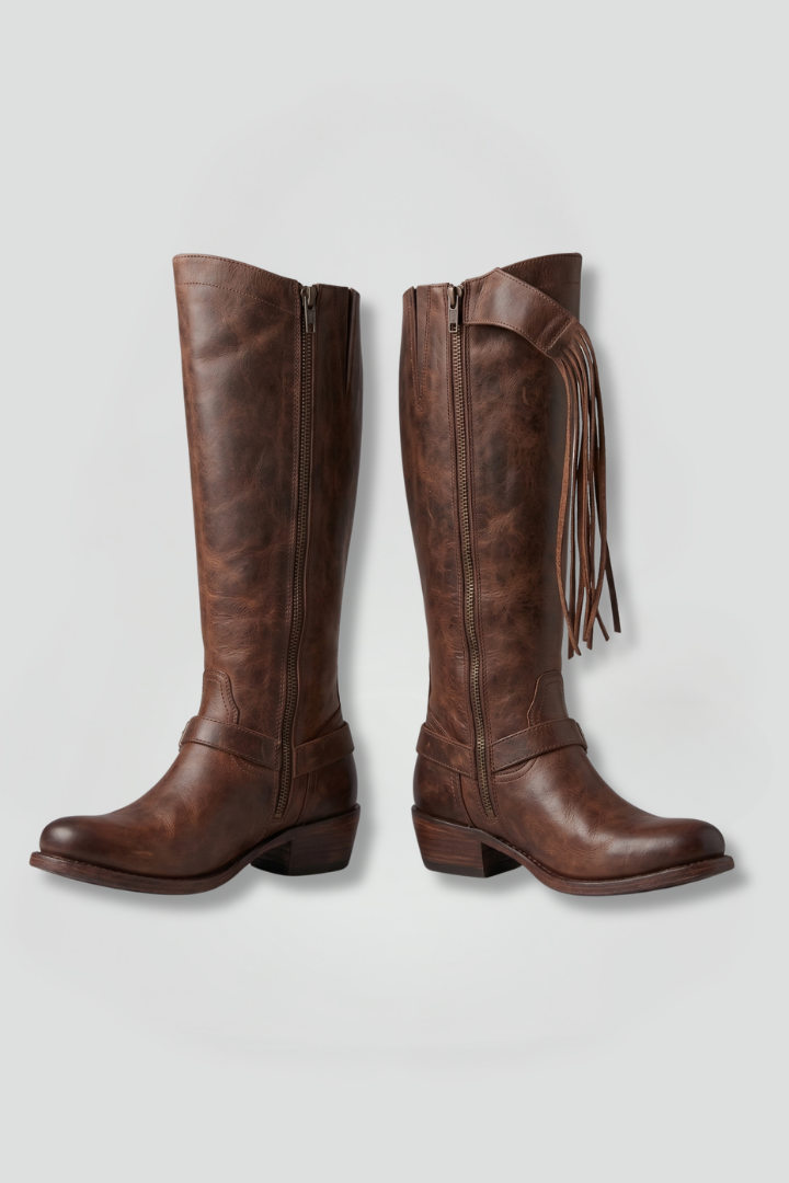 Kayla | Refined Fringe Knee High Boots with Block Heel