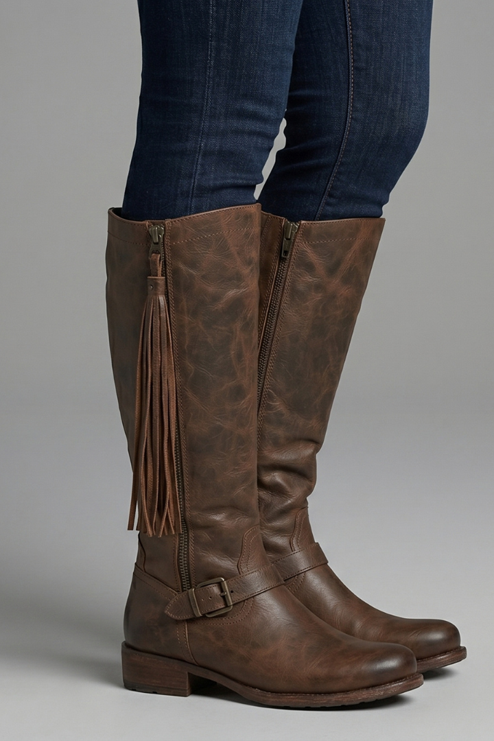 Kayla | Refined Fringe Knee High Boots with Block Heel
