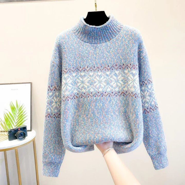 Kayla | Sophisticated Snowflake Turtleneck Knit Sweater
