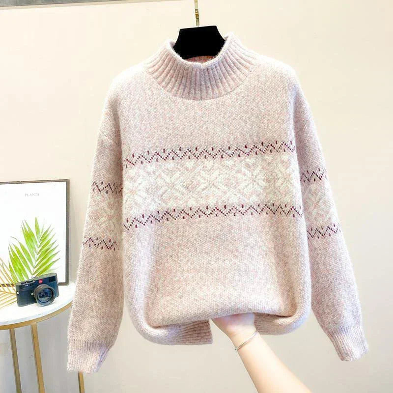 Kayla | Sophisticated Snowflake Turtleneck Knit Sweater