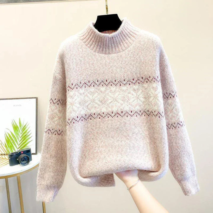 Kayla | Sophisticated Snowflake Turtleneck Knit Sweater