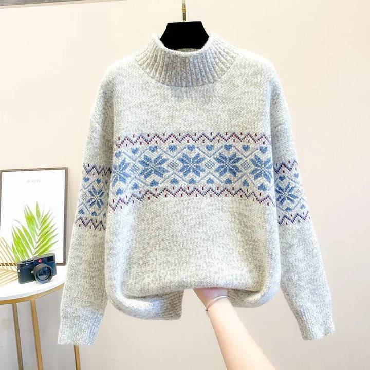 Kayla | Sophisticated Snowflake Turtleneck Knit Sweater