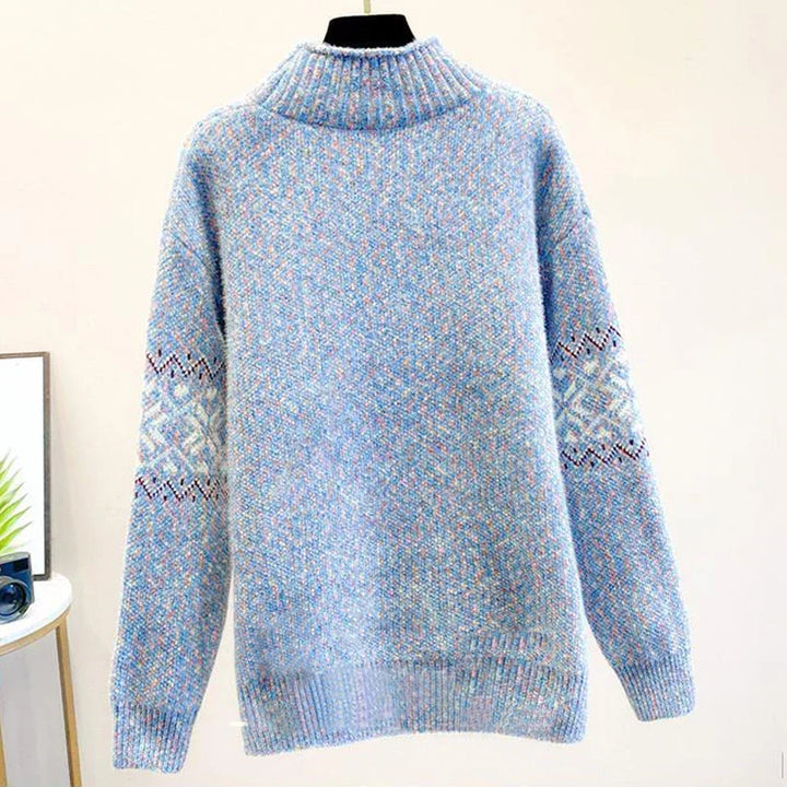 Kayla | Sophisticated Snowflake Turtleneck Knit Sweater