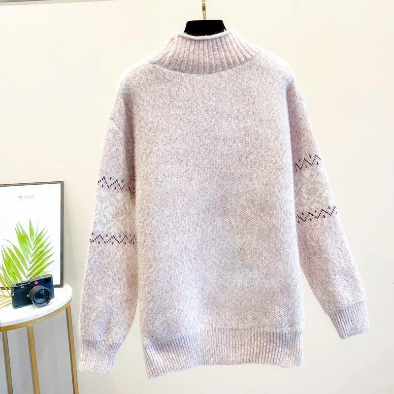 Kayla | Sophisticated Snowflake Turtleneck Knit Sweater
