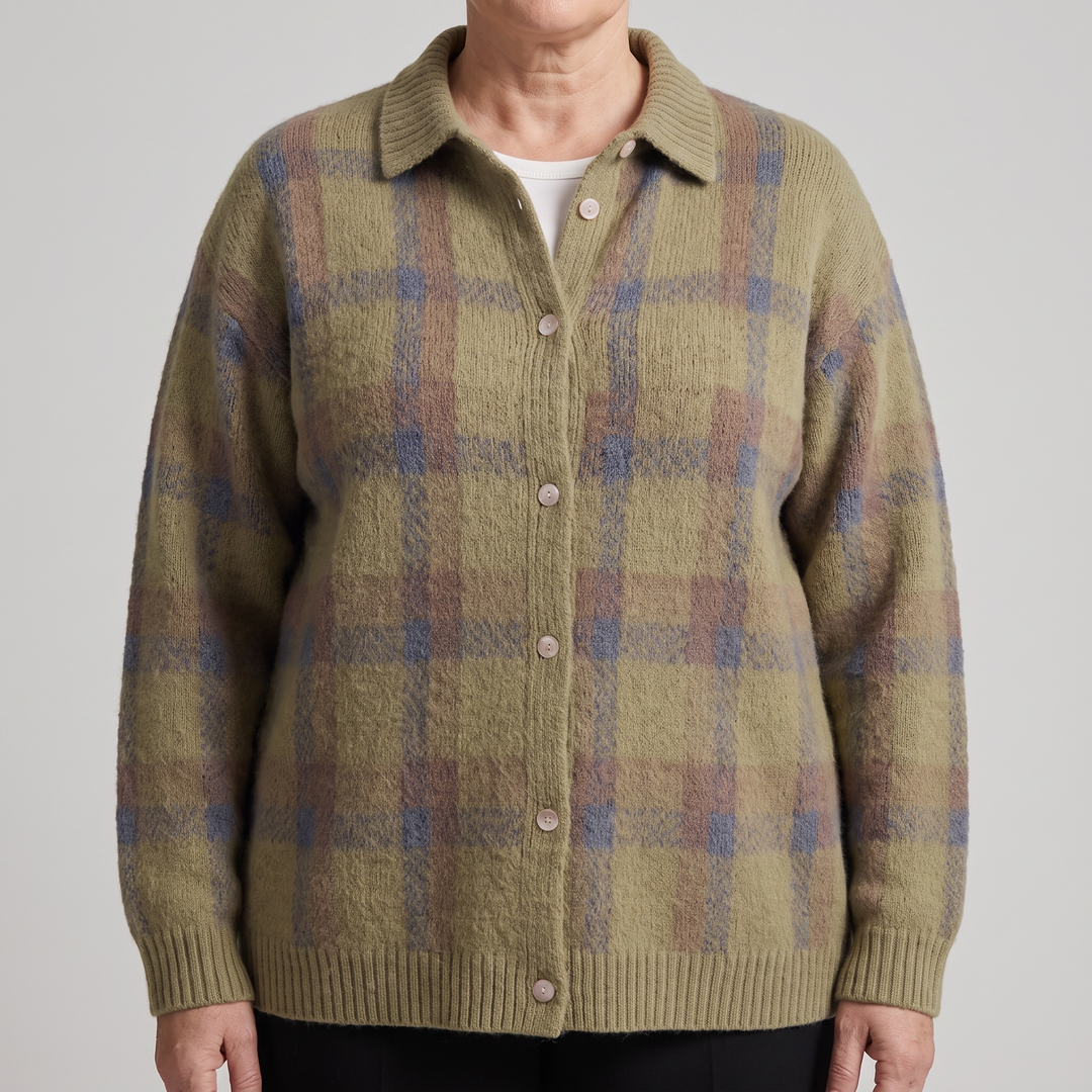 Kayla | Stylish Plaid Christmas Cardigan Sweater