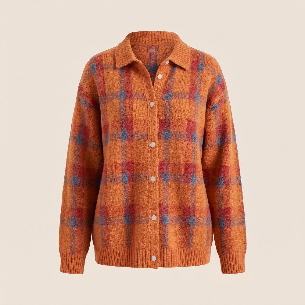 Kayla | Stylish Plaid Christmas Cardigan Sweater
