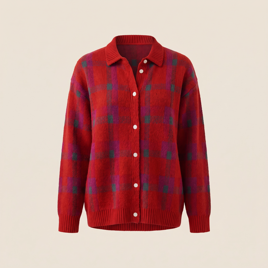 Kayla | Stylish Plaid Christmas Cardigan Sweater