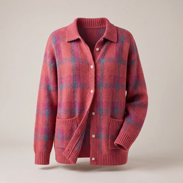 Kayla | Stylish Plaid Christmas Cardigan Sweater