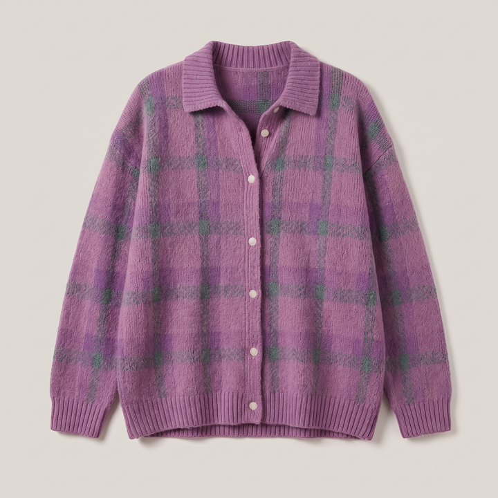 Kayla | Stylish Plaid Christmas Cardigan Sweater
