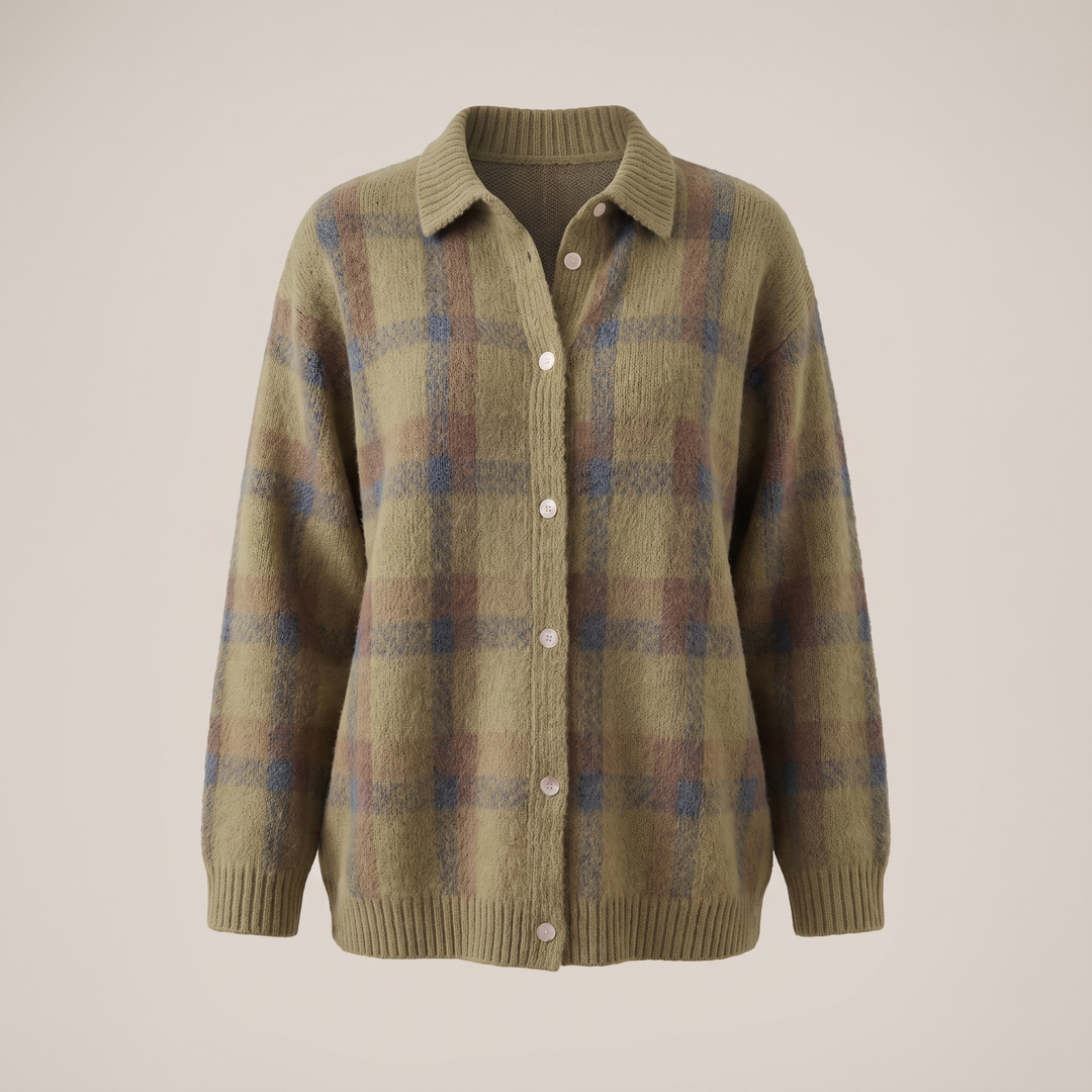 Kayla | Stylish Plaid Christmas Cardigan Sweater