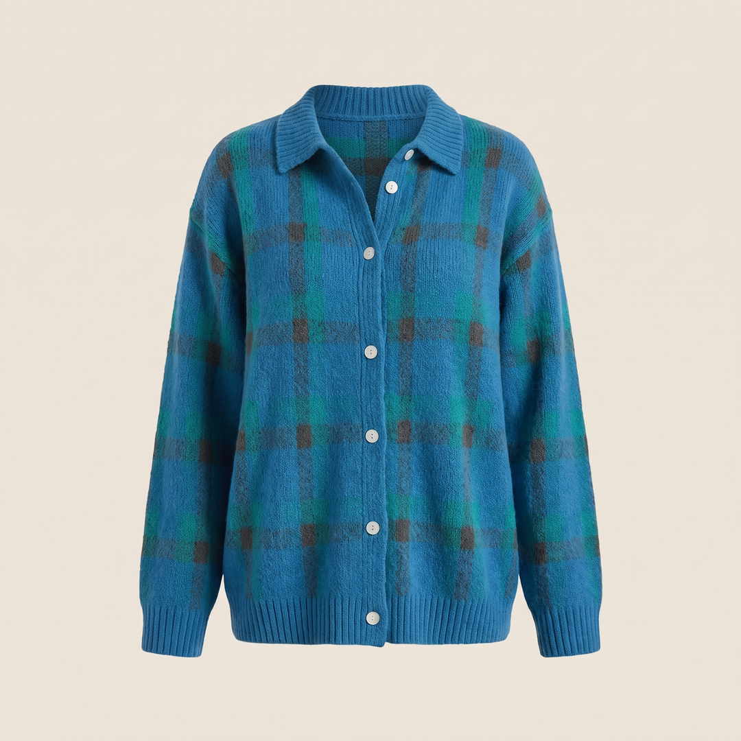 Kayla | Stylish Plaid Christmas Cardigan Sweater