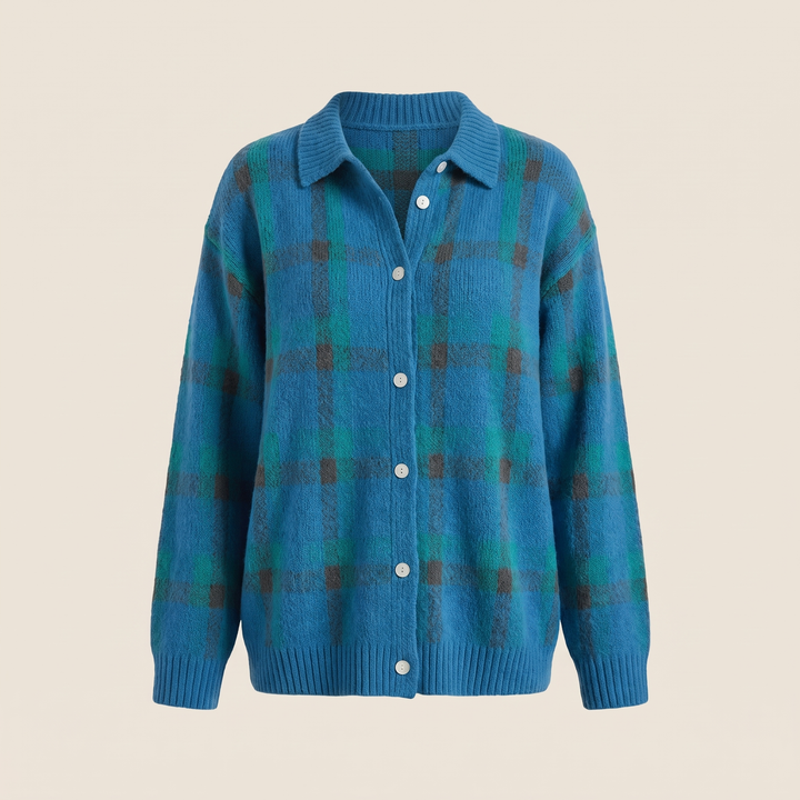 Kayla | Stylish Plaid Christmas Cardigan Sweater