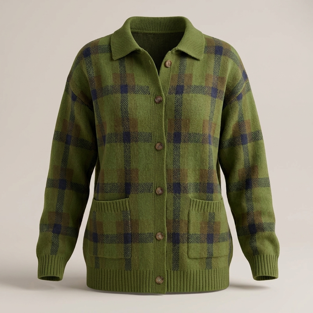 Kayla | Stylish Plaid Christmas Cardigan Sweater