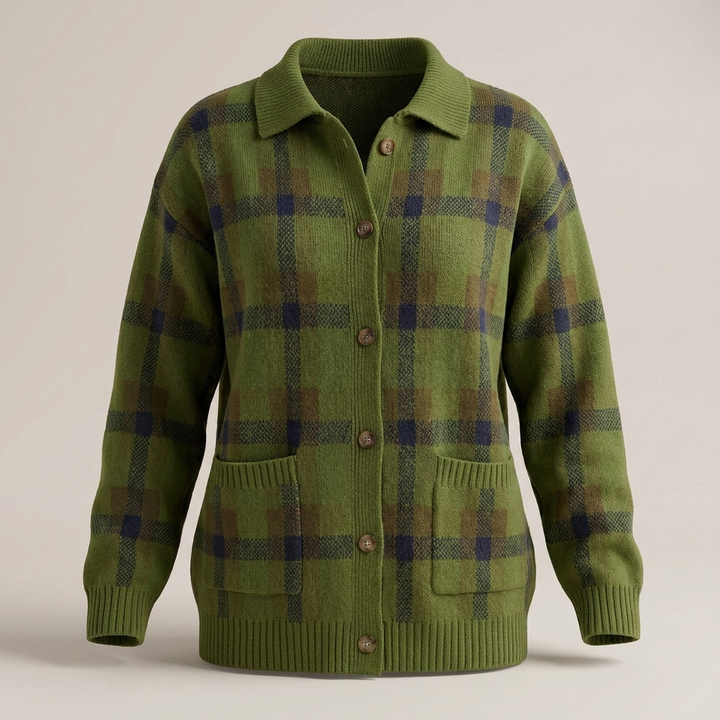 Kayla | Stylish Plaid Christmas Cardigan Sweater
