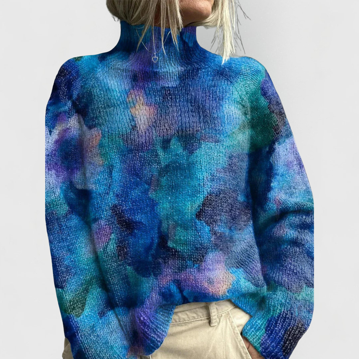 Kelly | Elegant Floral Long Sleeve Turtleneck Sweater