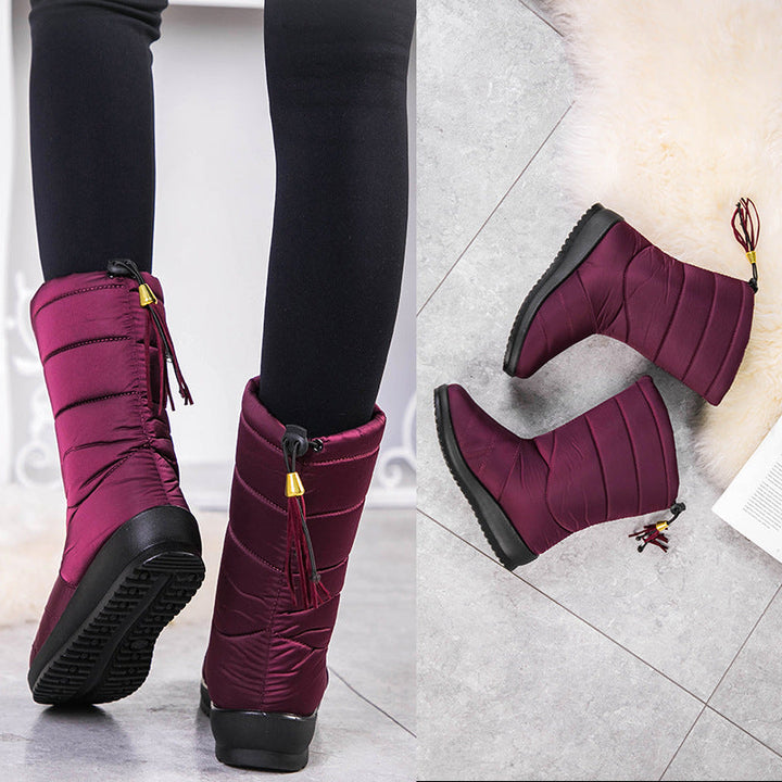 Kelly | Relaxed Quilted Mid-Calf Winter Boots with Tassel