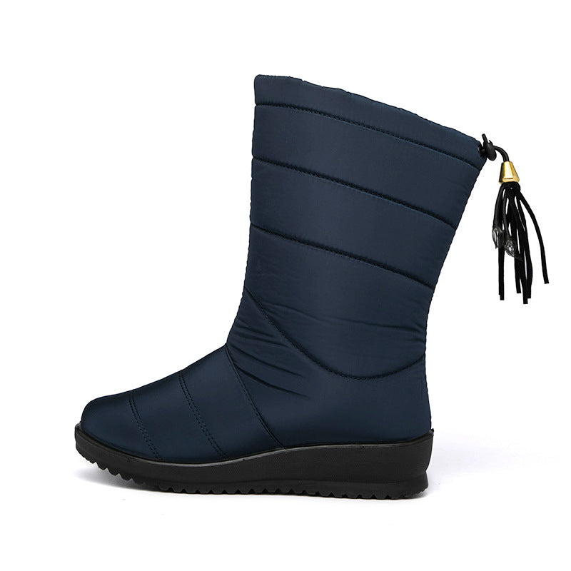 Kelly | Relaxed Quilted Mid-Calf Winter Boots with Tassel