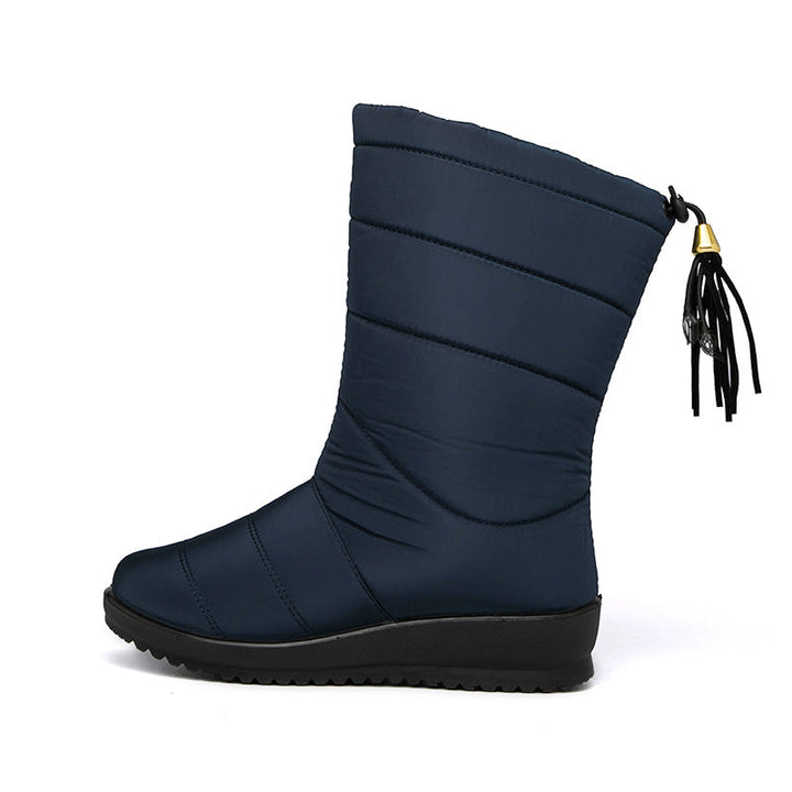 Kelly | Relaxed Quilted Mid-Calf Winter Boots with Tassel