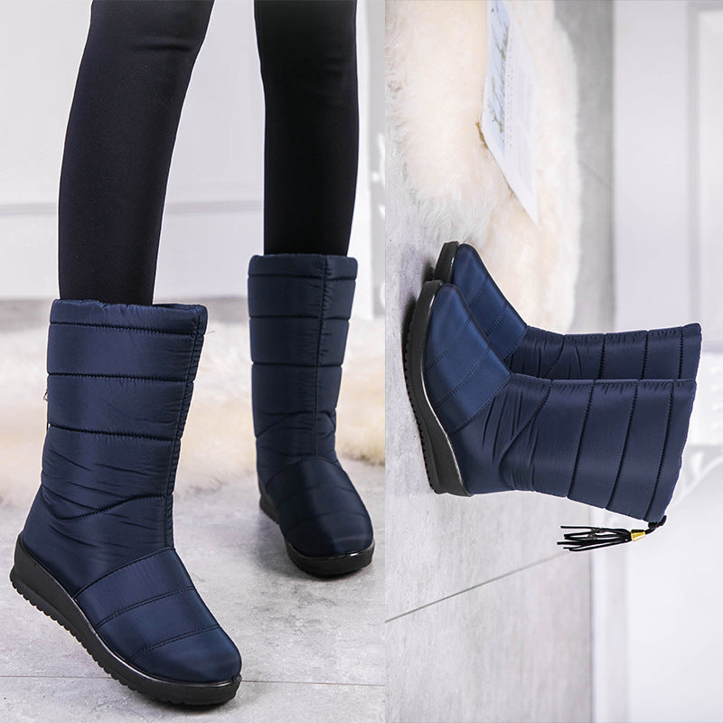 Kelly | Relaxed Quilted Mid-Calf Winter Boots with Tassel