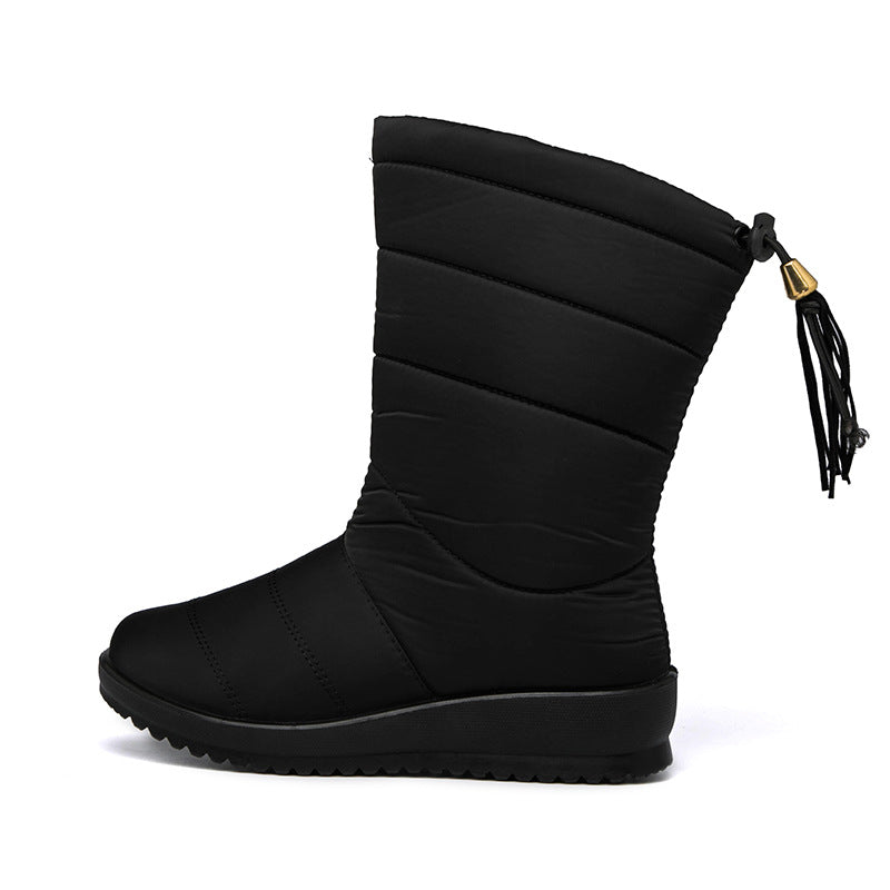 Kelly | Relaxed Quilted Mid-Calf Winter Boots with Tassel