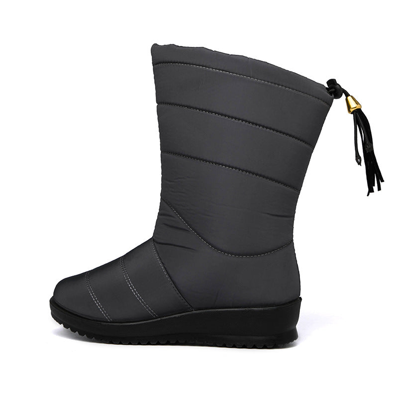 Kelly | Relaxed Quilted Mid-Calf Winter Boots with Tassel