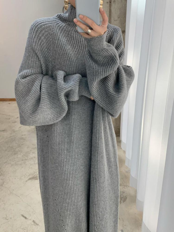 Kelly | Stylish Oversized Ribbed Turtleneck Maxi Sweater Dress