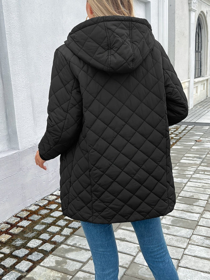 Kelly | Stylish Quilted Hooded Longline Puffer Jacket
