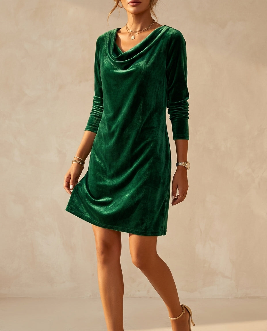 Kimberly | Classic Cowl Neck Bodycon Fall Wedding Guest Dress