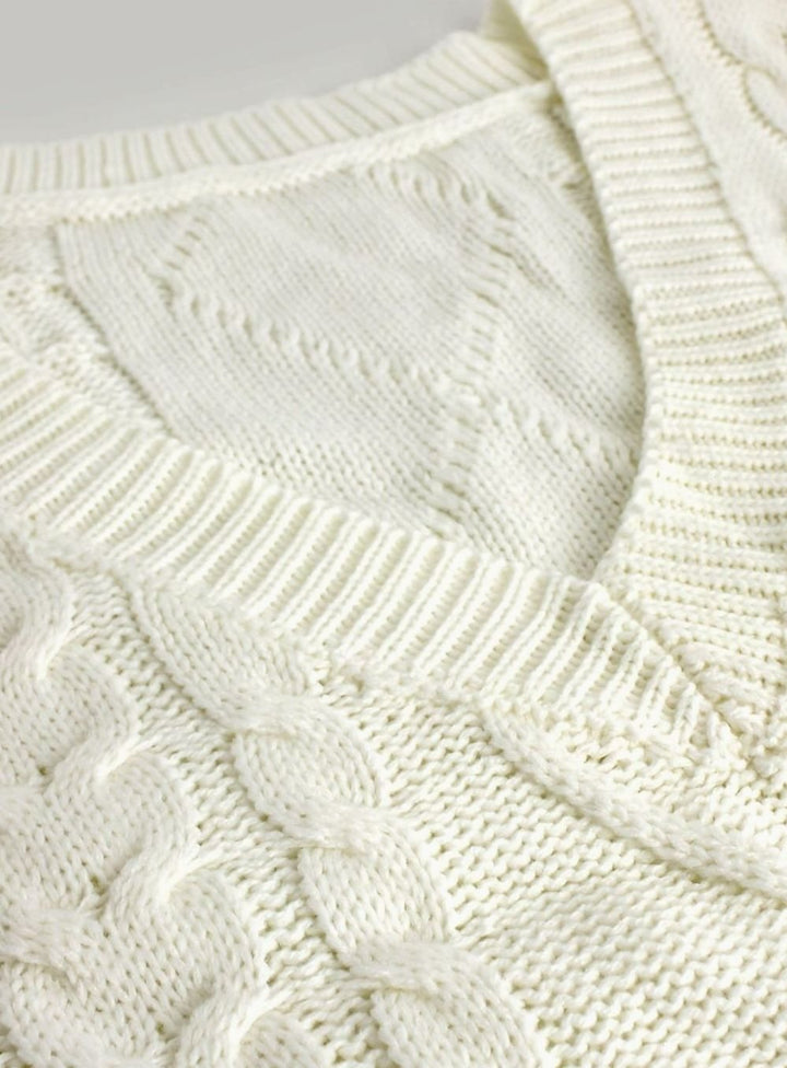 Kimberly | Cozy Oversized Cable Knit V-Neck Sweater Vest