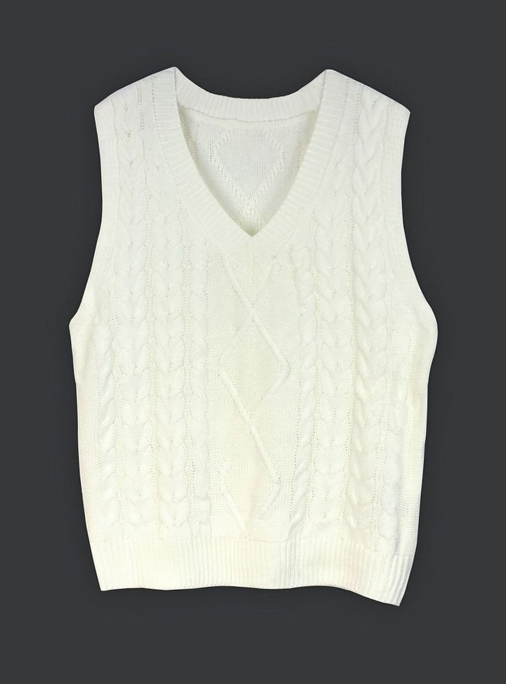 Kimberly | Cozy Oversized Cable Knit V-Neck Sweater Vest