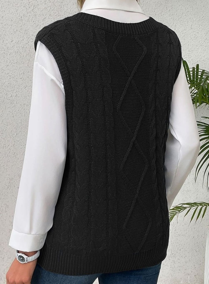 Kimberly | Cozy Oversized Cable Knit V-Neck Sweater Vest