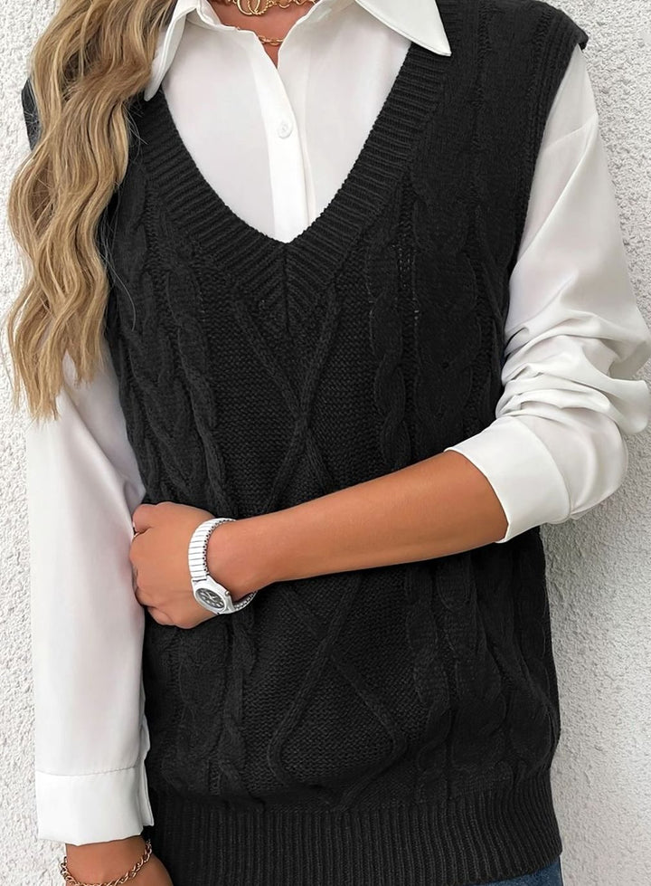 Kimberly | Cozy Oversized Cable Knit V-Neck Sweater Vest