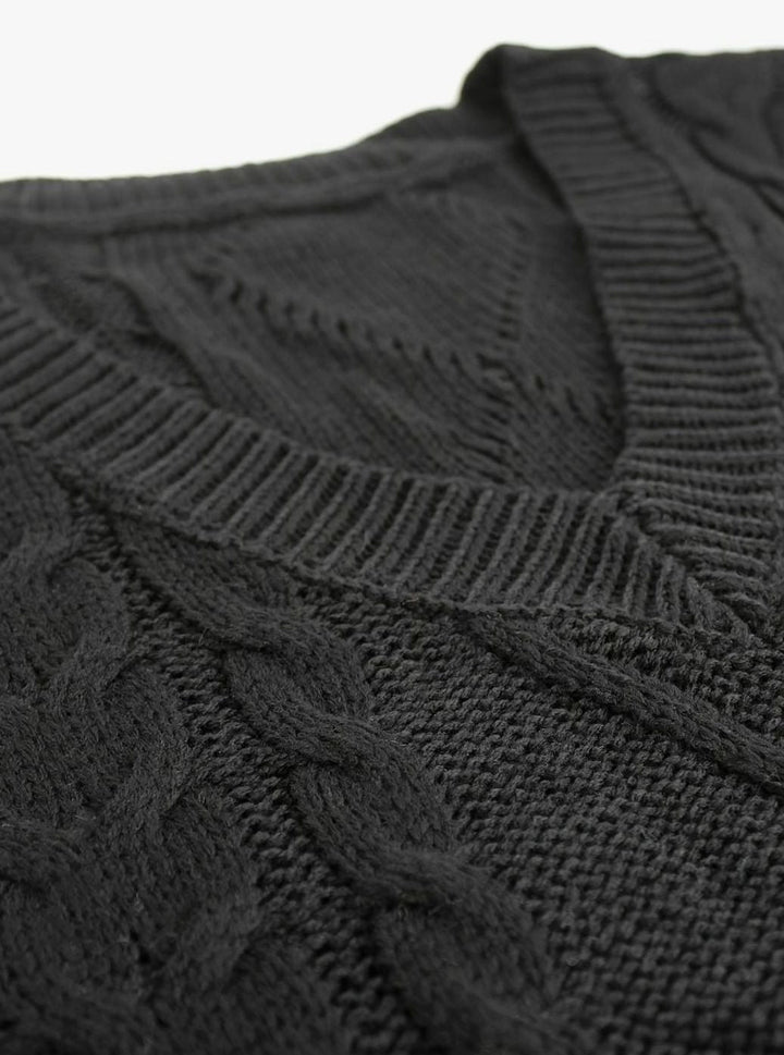 Kimberly | Cozy Oversized Cable Knit V-Neck Sweater Vest