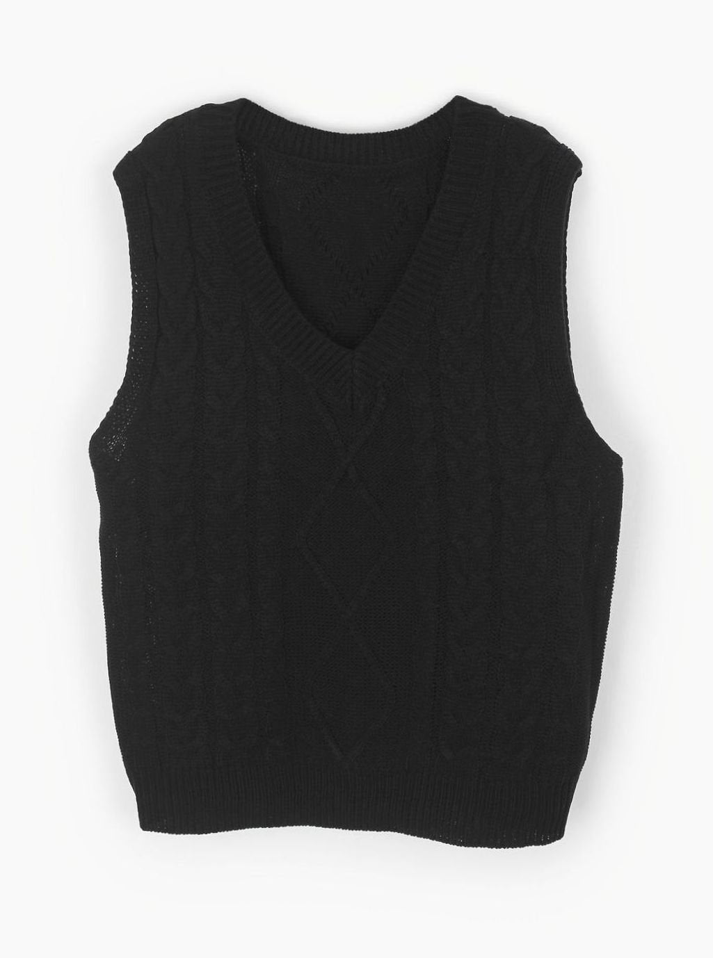 Kimberly | Cozy Oversized Cable Knit V-Neck Sweater Vest