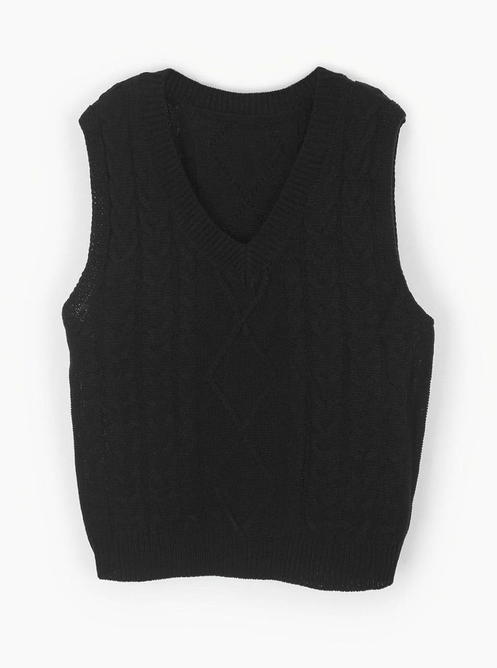 Kimberly | Cozy Oversized Cable Knit V-Neck Sweater Vest
